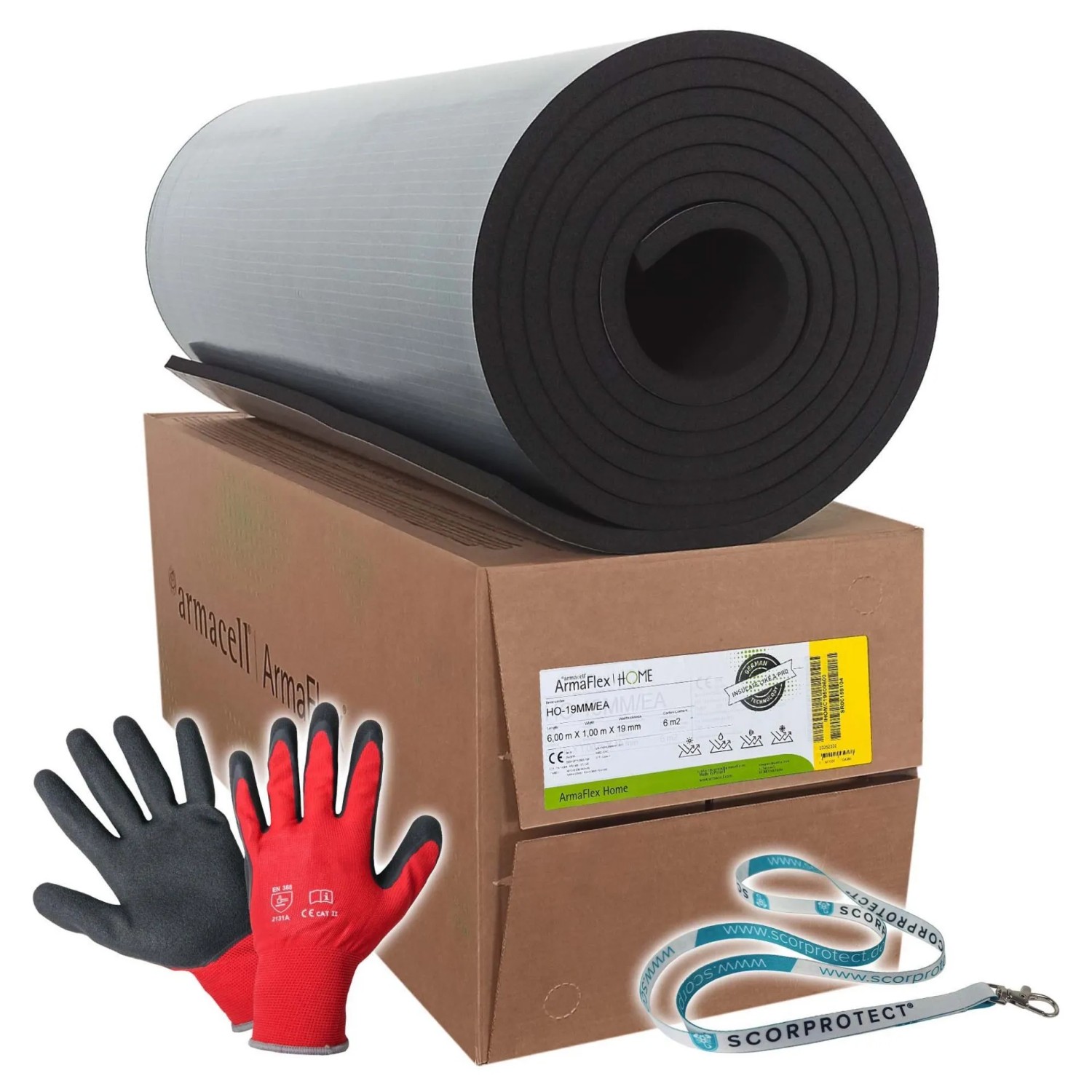 Scorprotect Armacell ArmaFlex HOME Kautschuk Platte Selbstklebend Isolierstärke 19 MM X 1 M X 6 M Mit Zubehör