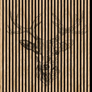 FN Acustico Akustikplatte Deer: Dekoratives Paneel mit Hirsch-Motiv für verbesserte Raumakustik.