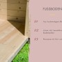 Detailaufnahme des Fussbodens der Karibu Fasssauna aus Massivholz mit kesseldruckimprägnierten Bodenbalken.