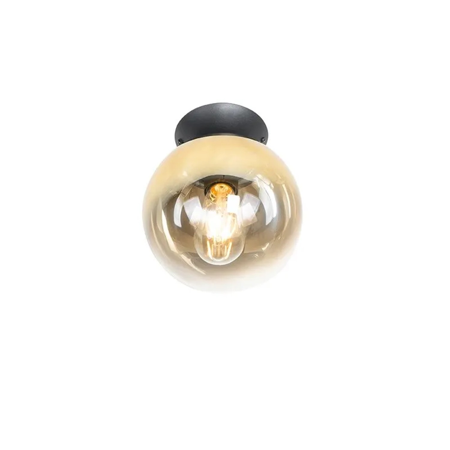 QAZQA Art-Deco-Deckenlampe Schwarz mit Goldglas Pallon