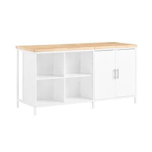 SoBuy Kücheninsel Freistehend Küchenschrank Sideboard Weiß-Natur KNL09-WN