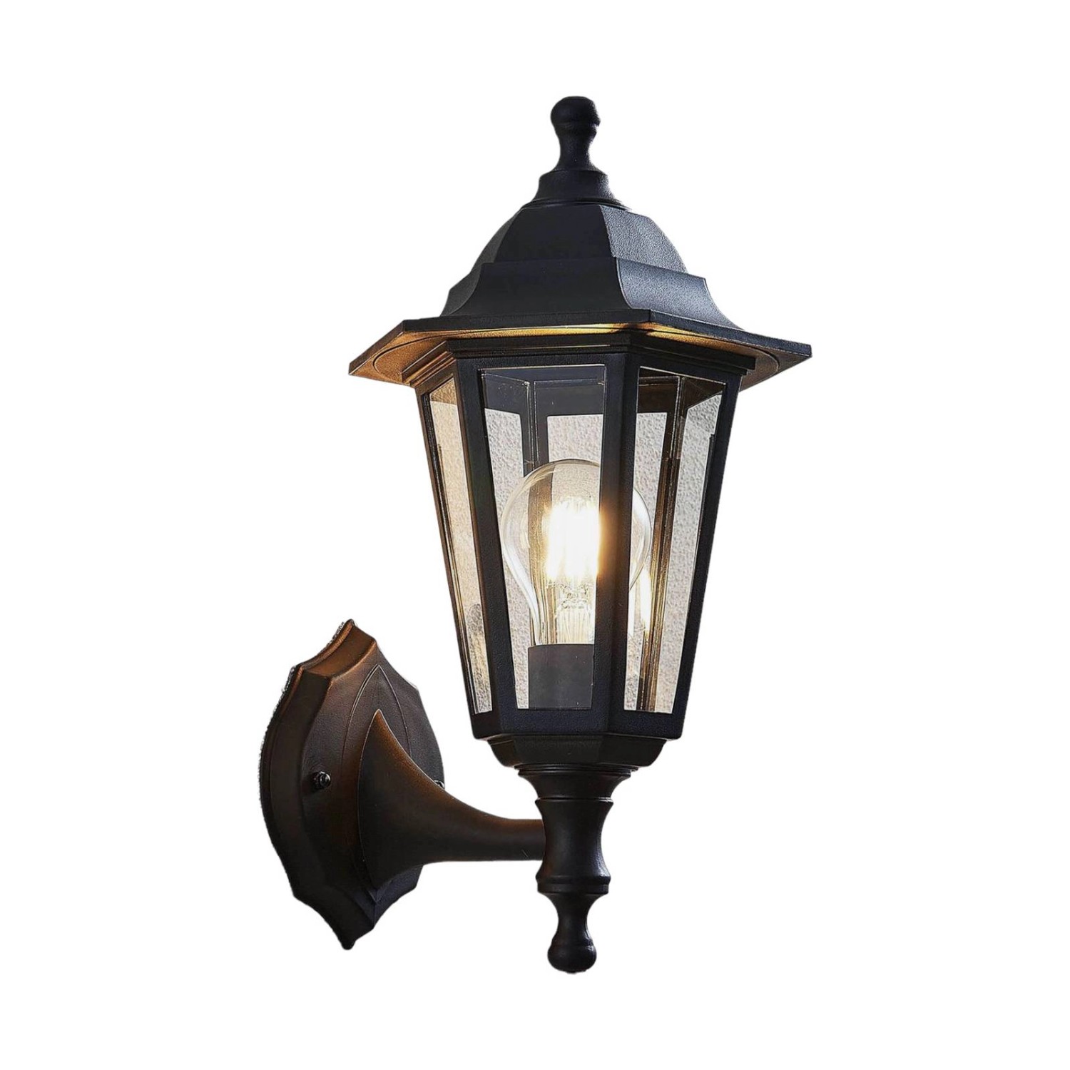 Lindby Wandleuchte Außen Nane 9949031 Spritzwassergeschützt Retro Vintage Antik in Schwarz 1-flammig E27