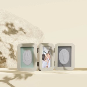 Relaxdays Baby Gipsabdruck Set Bilderrahmen MDF Creme 21 cm x 49 cm x 2,5 cm
