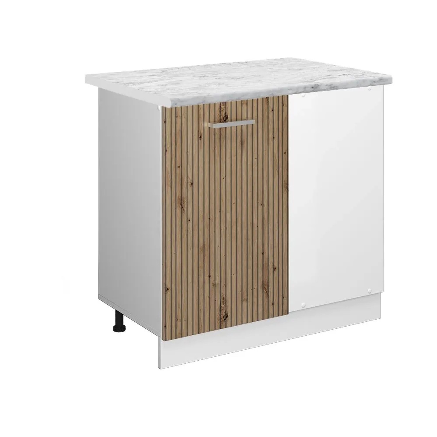 Vicco Eckunterschrank R-Line Küchen Eckschrank Artisan-Eiche Weiß 86 cm AP Marmor