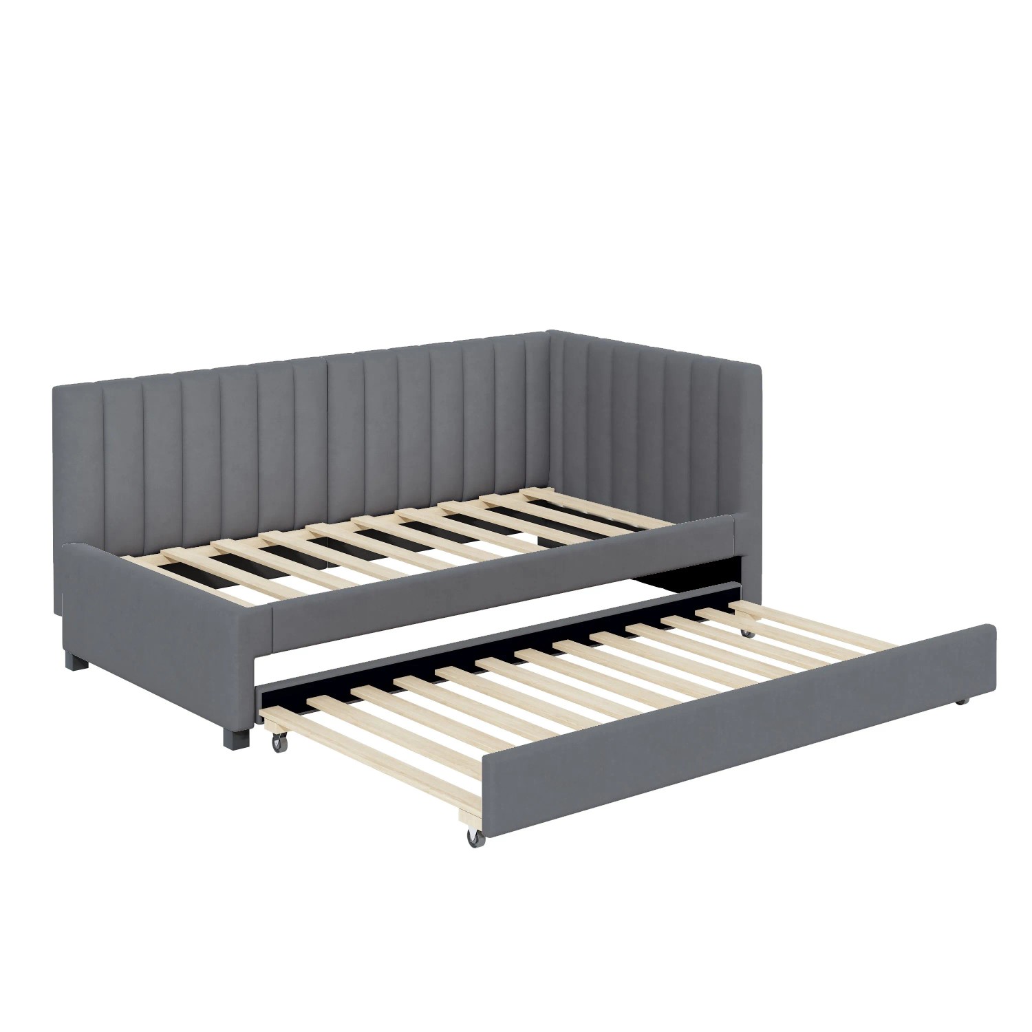 Merax Schlafsofa 90x200cm Ausziehbar Samt Grau