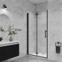 Schwarze AICA Falttür Dusche mit ESG Glas, 95x195cm, Drehtür Duschabtrennung.