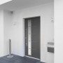 Anthrazitfarbene Sicherheits-Haustür ThermoSpace Prime Paris RC2 mit Edelstahlgriff und Glaseinsatz.