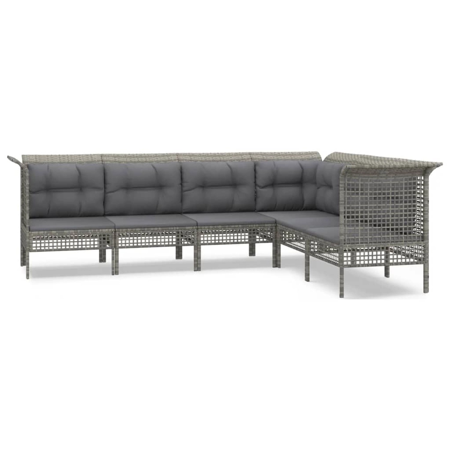 vidaXL 6-tlg Garten-Lounge-Set mit Kissen Grau Poly Rattan Modell 54
