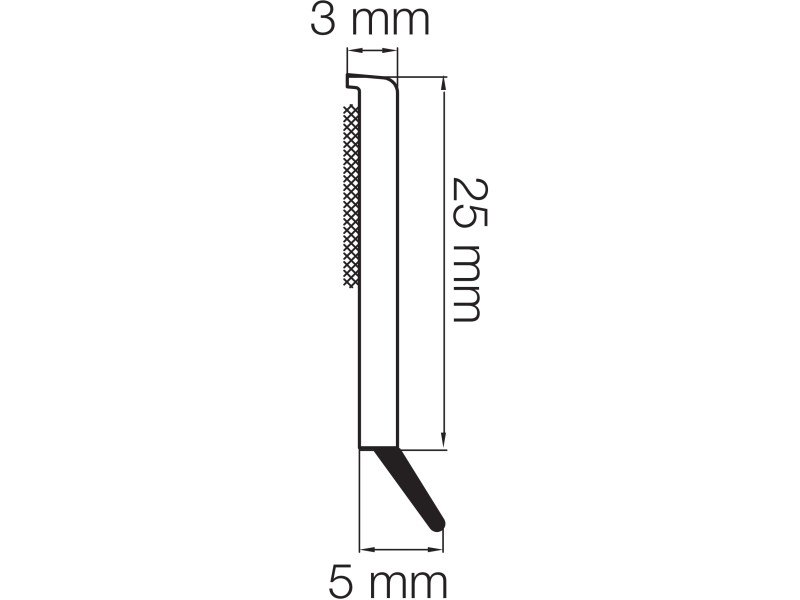 Flachleisten PVC weiß 2,5 mm stark Oberseite glatt Unterseite