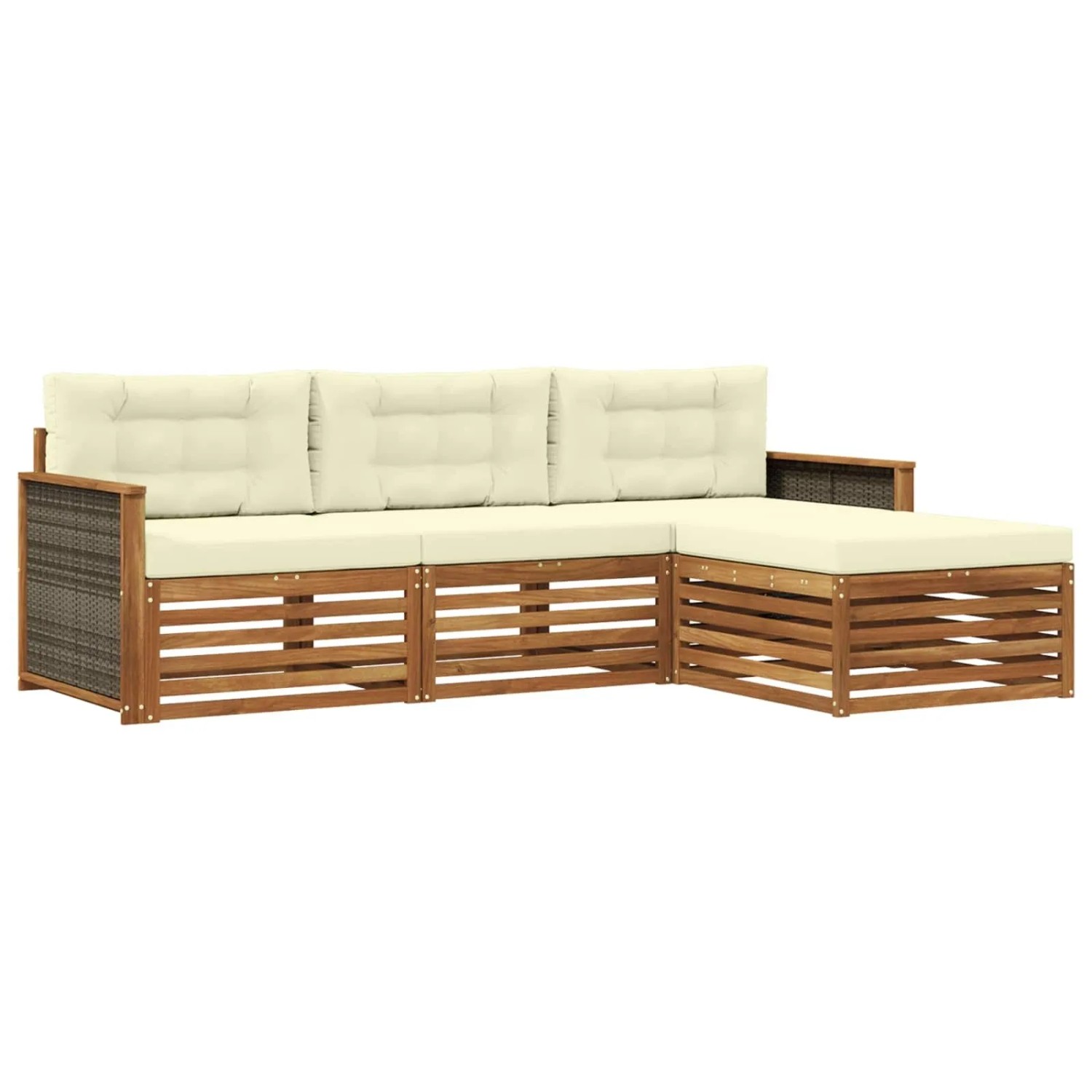 vidaXL Outdoor-Sofagarnitur Natur und Creme 249,5 x 162,5 x 73 cm 3383198