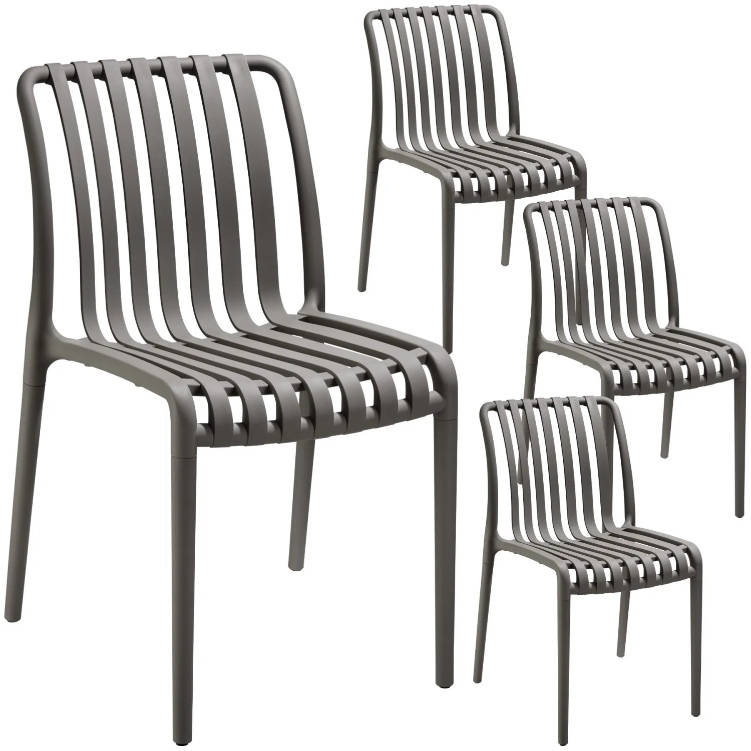 Tectake Gartenstühle Alcudia Wetterfest und Uv Beständig Platzsparend und Stapelbar 4Er Set 58 x 47 x 80 50 cm Anthrazit
