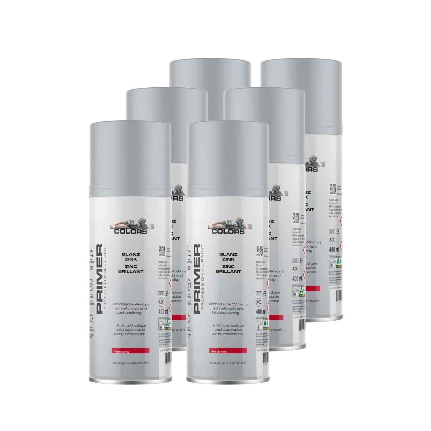 COLORS Zink-Alu Sprühlack 6er Set 400ml Silber