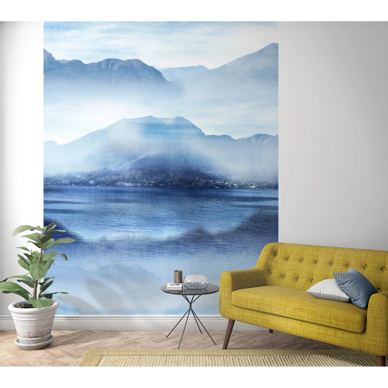 Marburg Vliestapete Illustration Gebirge Blau-Grau 270 cm x 212 cm FSC® günstig online kaufen