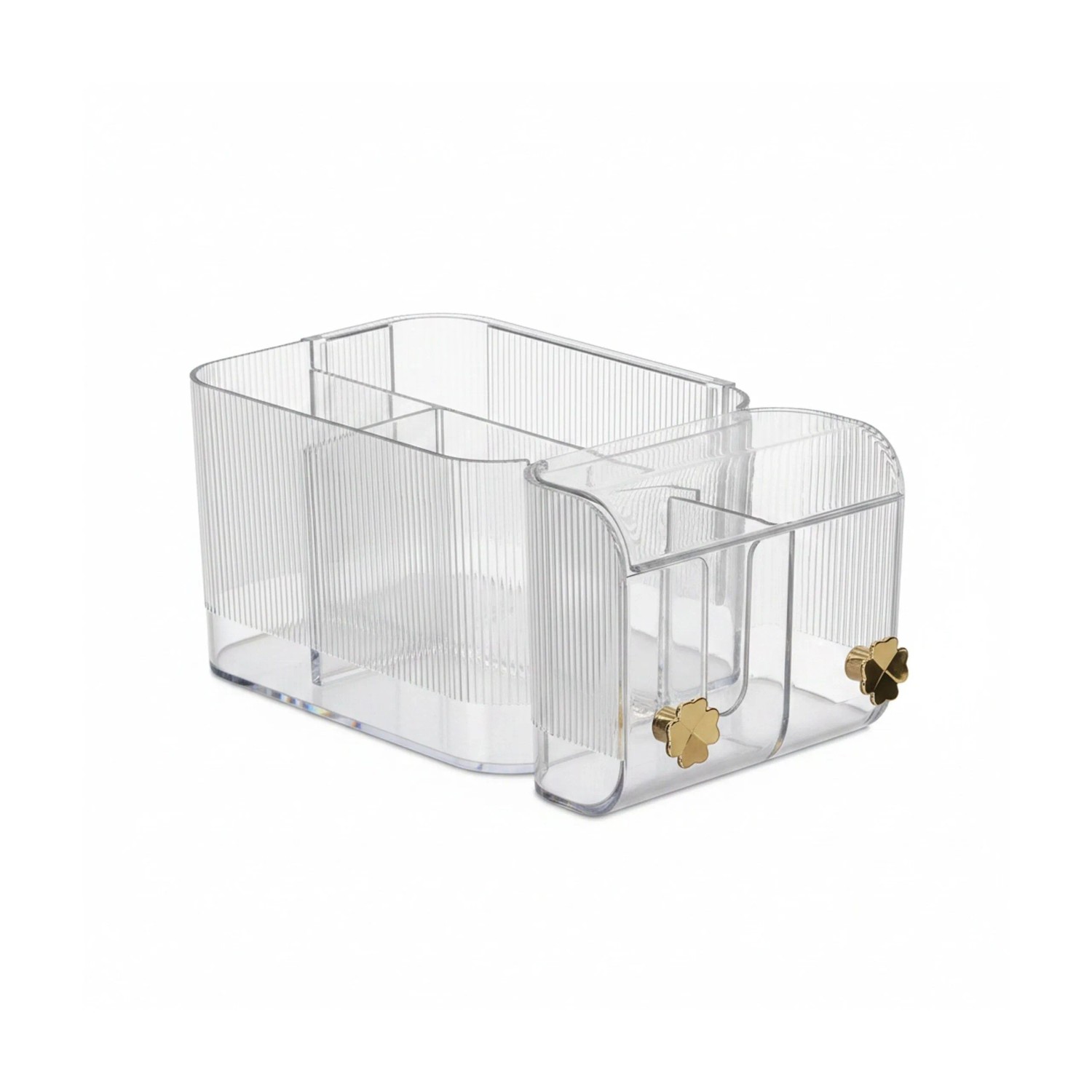 Relaxdays Kosmetik Organizer Kunststoff Transparent Gold 4 Fächer Wandmontage 10 cm x 24 cm x 12,5 cm 0,36 kg
