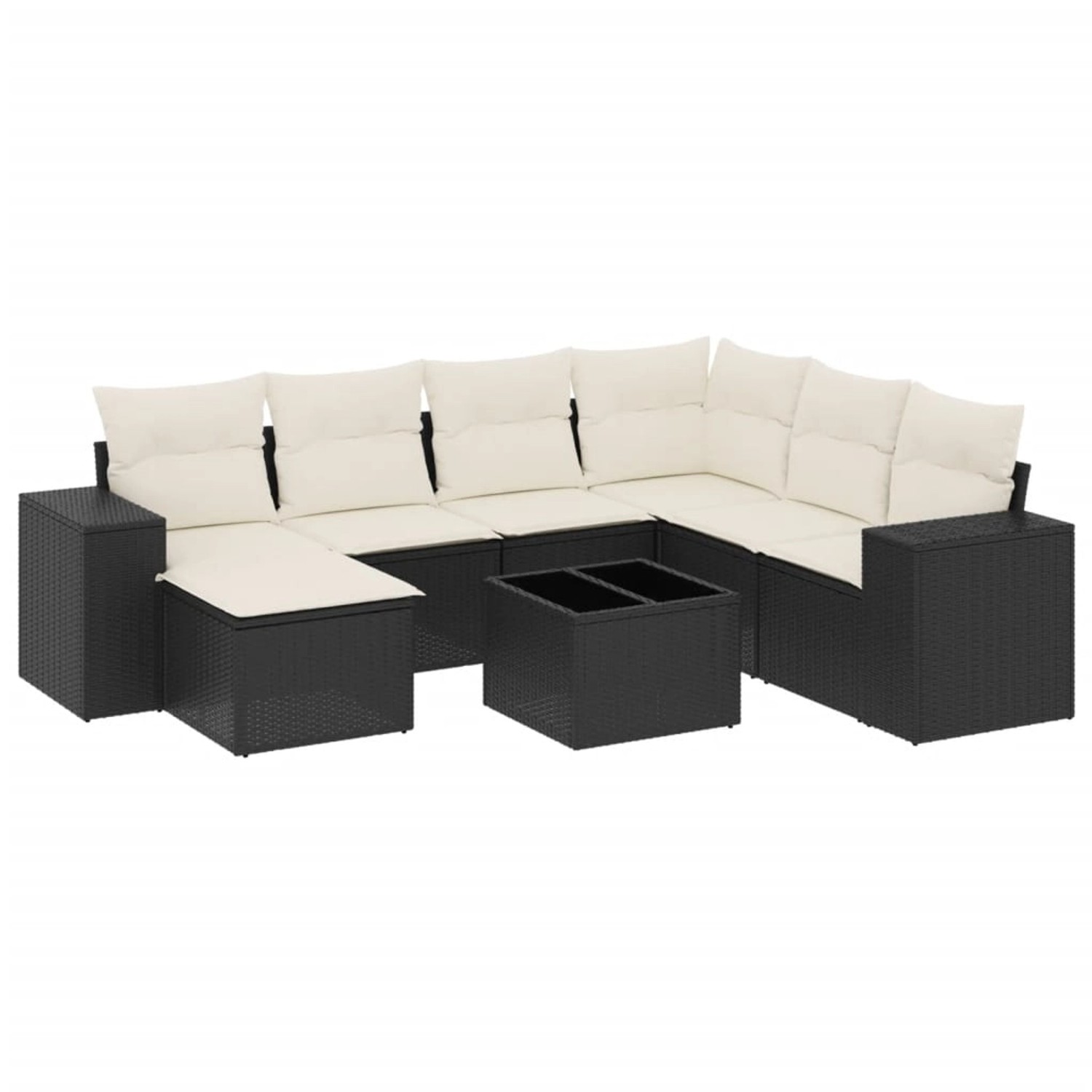 vidaXL 8-Tlg Garten-Sofagarnitur mit Kissen Schwarz Poly Rattan 3222905 günstig online kaufen