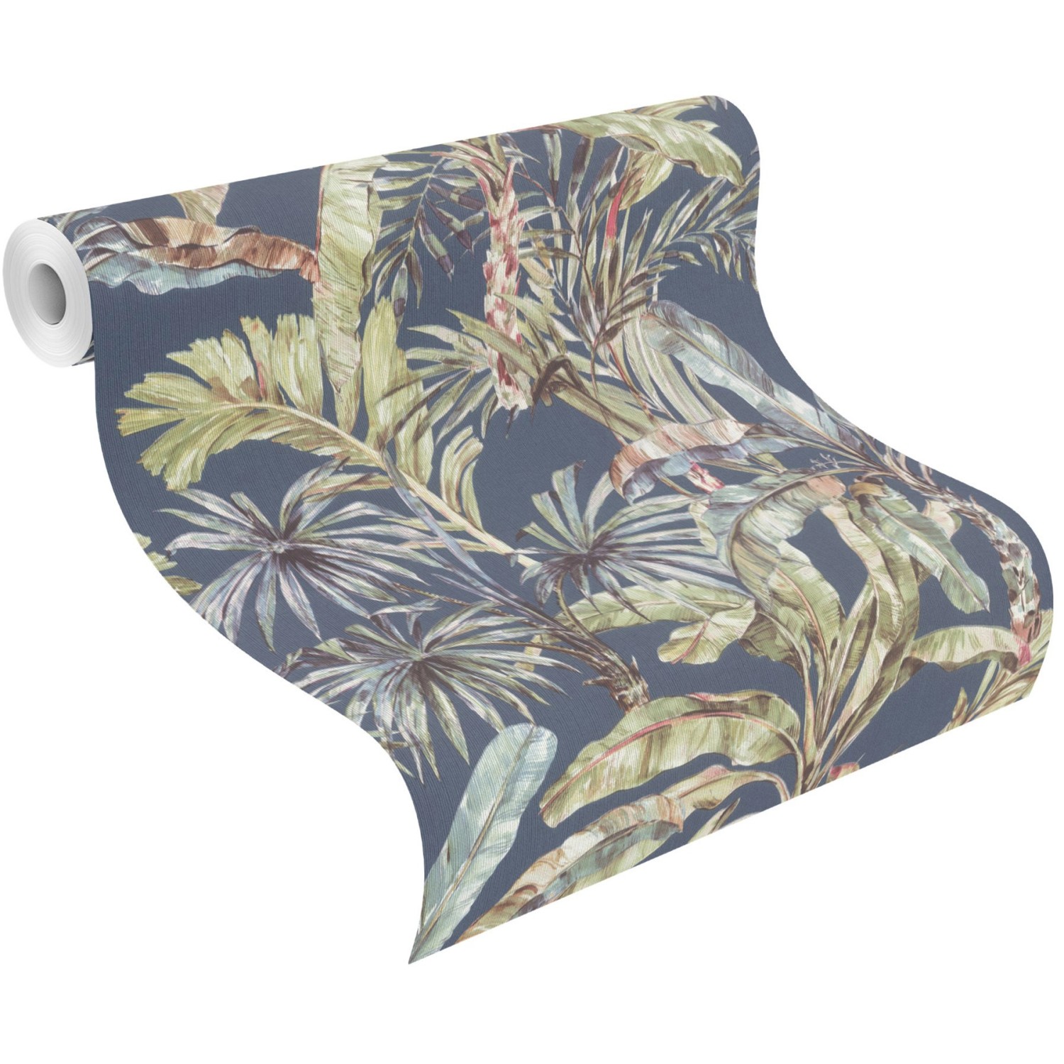 Rasch Vliestapete Florentine III mit Palmenmuster in Dunkelblau, 10,05x0,53m.