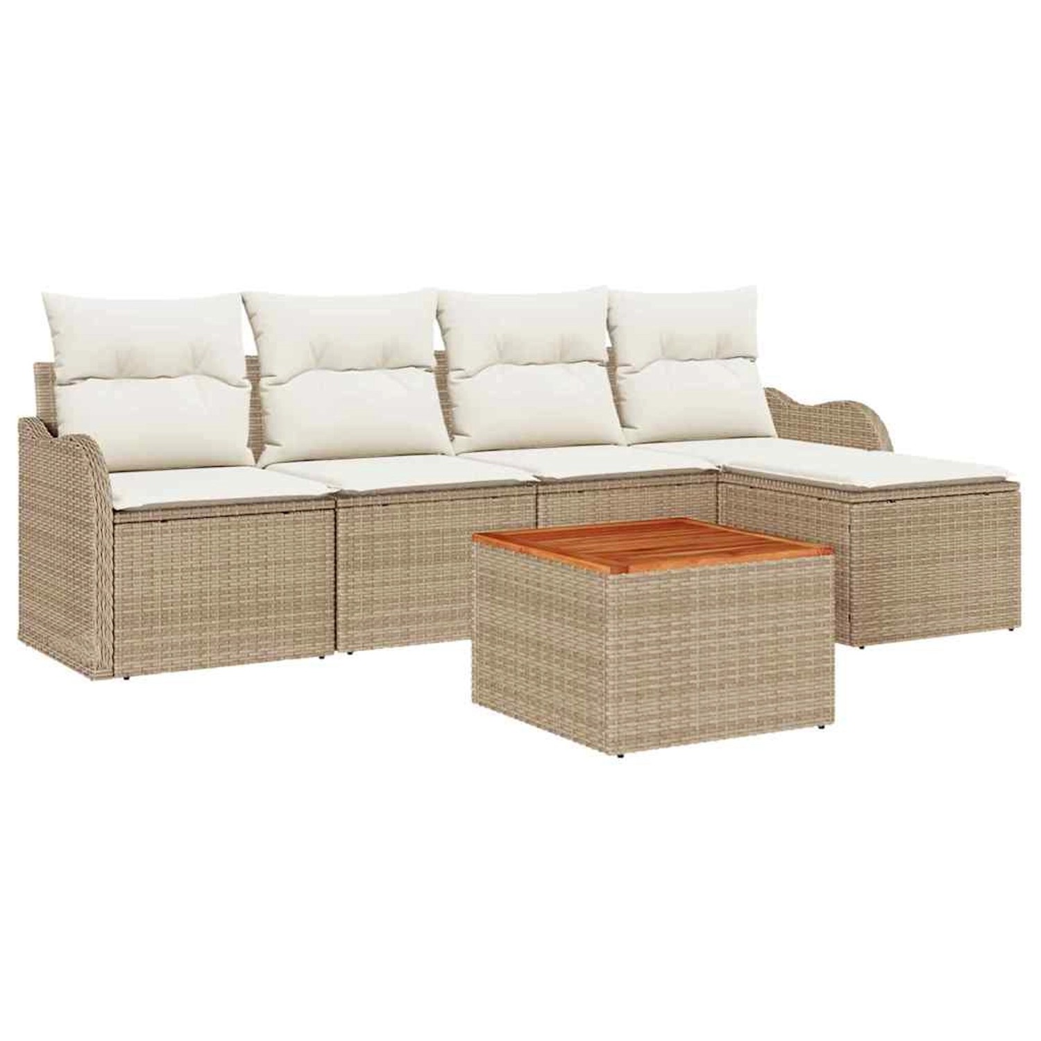 vidaXL Garten-Sofa-Set 6-Tlg Beige Weiß 3356111 günstig online kaufen