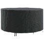 Schwarze, runde vidaXL Gartenmöbelabdeckung aus 210D-Gewebe mit Kordelzug, wasserdicht und UV-beständig.