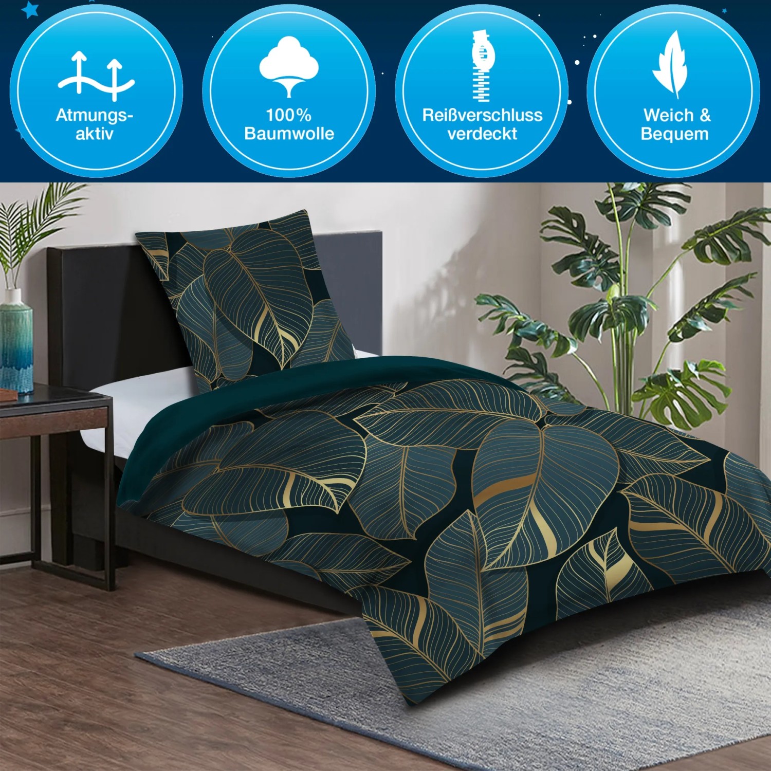 SANILO Bettwsche 135x200 Allergiker Grn 80 x 80 cm Wende 2-tlg. ko-Tex  kaufen bei OBI