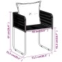 Skizze eines schwarzen Gartenstuhls aus Rattan mit Kissen und Maßangaben, Teil der vidaXL 9-tlg. Garten-Essgruppe.
