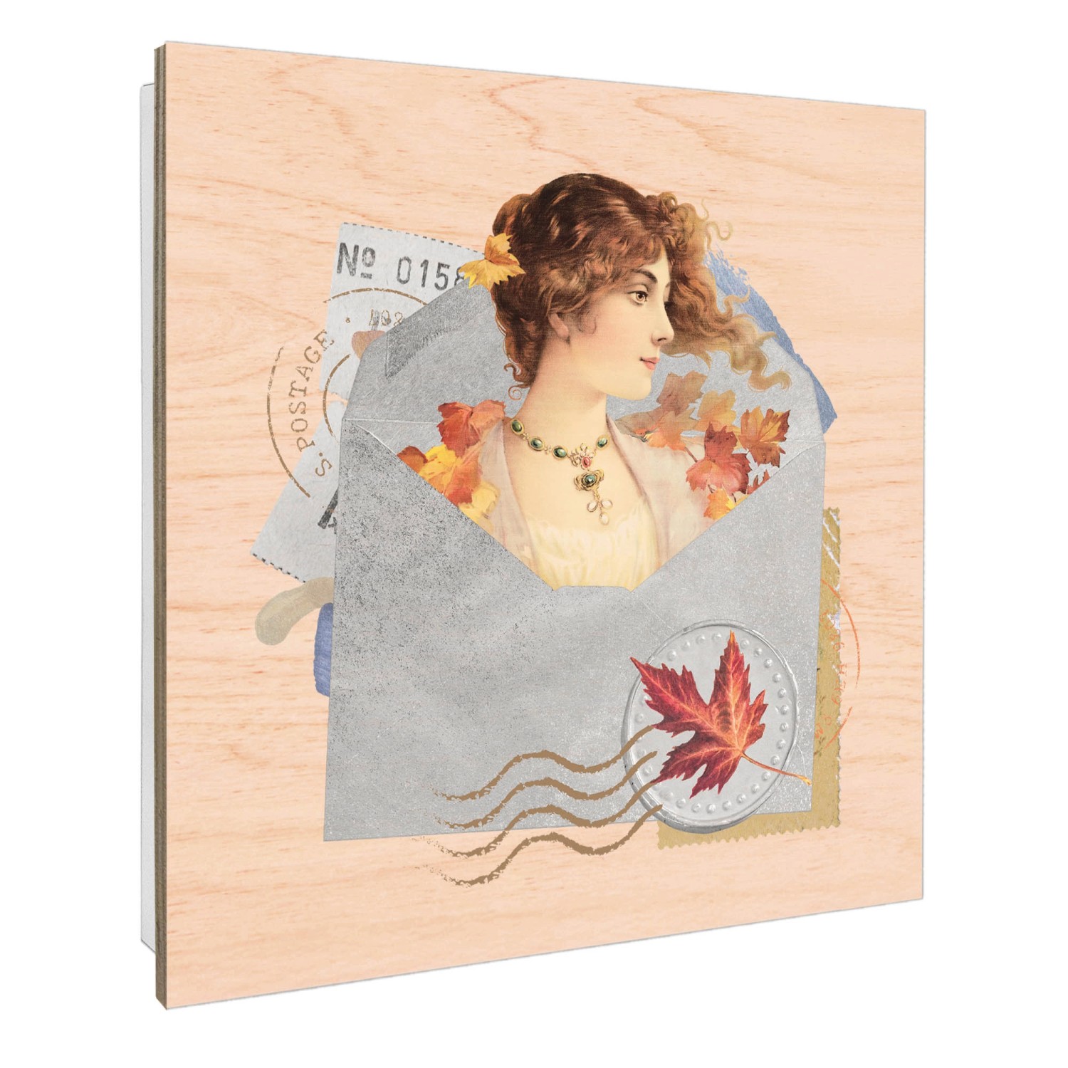 Banjado Schlüsselbox aus Holz, 30x30cm, mit nostalgischem Herbstmotiv und 50 Haken.