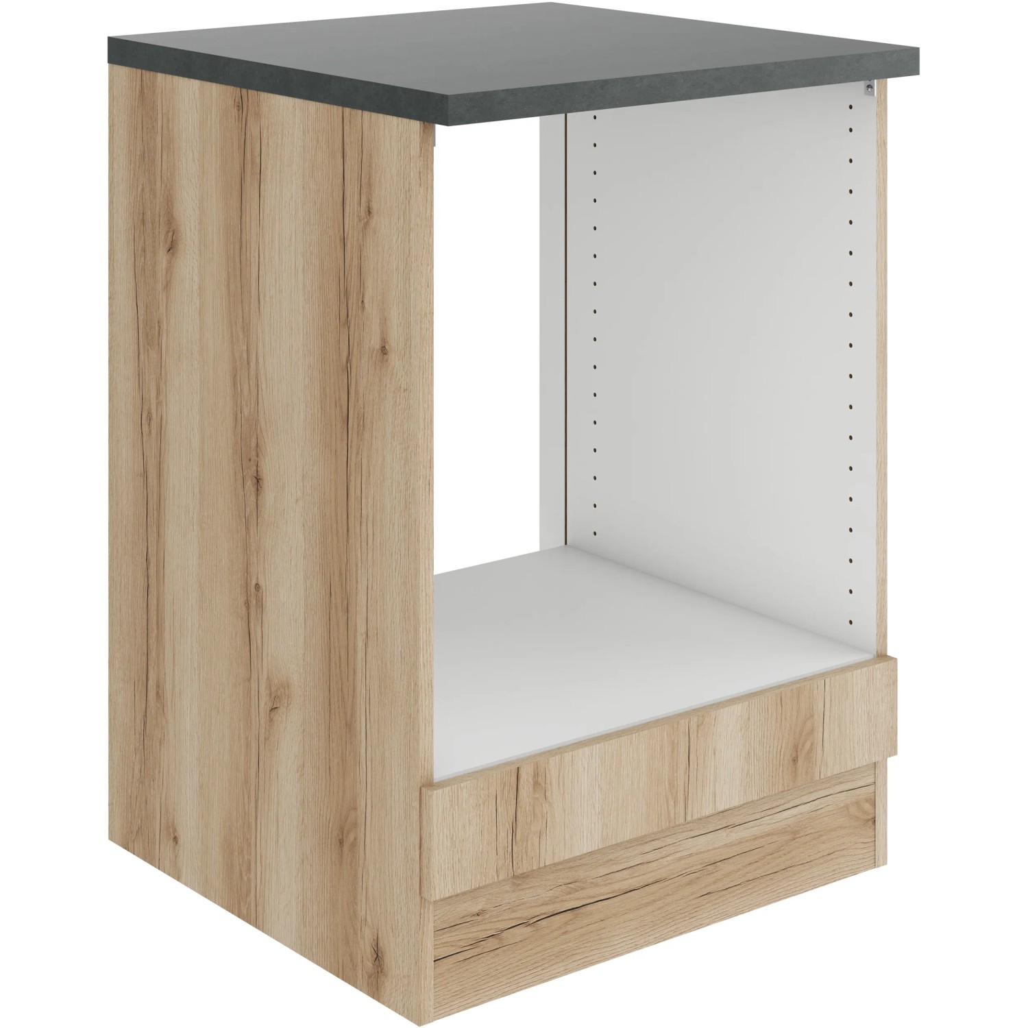 OPTIFIT Herdumbau Livorno290, 60 cm, Wildeiche Nachbildung mit Arbeitsplatte in Anthrazit.