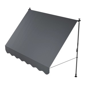 Graue Juskys Klemmmarkise Kapstadt 250x120 cm für Balkon & Terrasse, ohne Bohren montiert.
