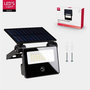 Solarstrahler mit Sensor, 800lm, 4000K, IP54, mit Solarpaneel und Bewegungsmelder.