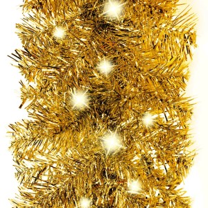 Goldene LED Weihnachtsgirlande, 20 m lang, festliche Dekoration für Innenräume.