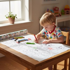 Relaxdays Ausmaltischdecke 2er Set Papier Weiß Selbstklebend Tiere 3 m