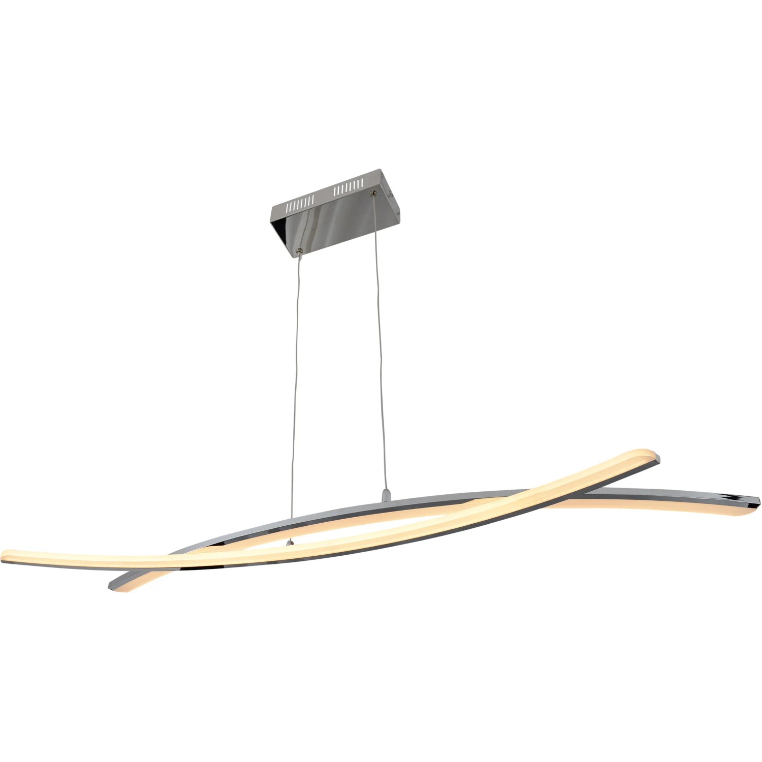 Moderne LED-Pendelleuchte Theo in Chromoptik für stilvolle Beleuchtung im Raum.