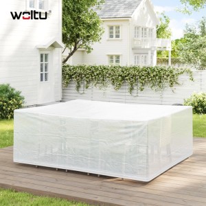 Transparente WOLTU Schutzhülle für eine Sitzgruppe im Garten, schützt vor Witterung.