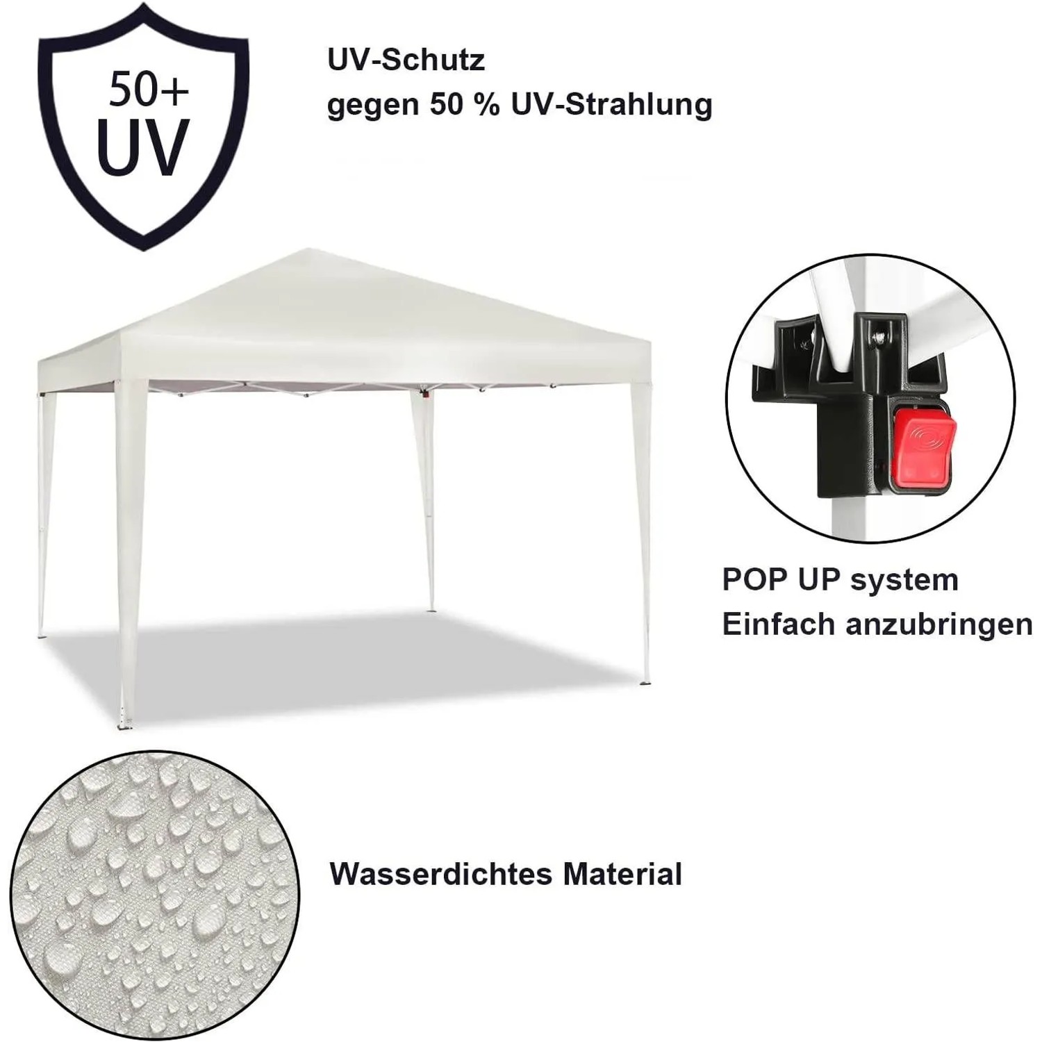 WOLTU Pavillon Pop-Up Wasserdichter Sonnenschutz 3 x 3 m Beige_5
