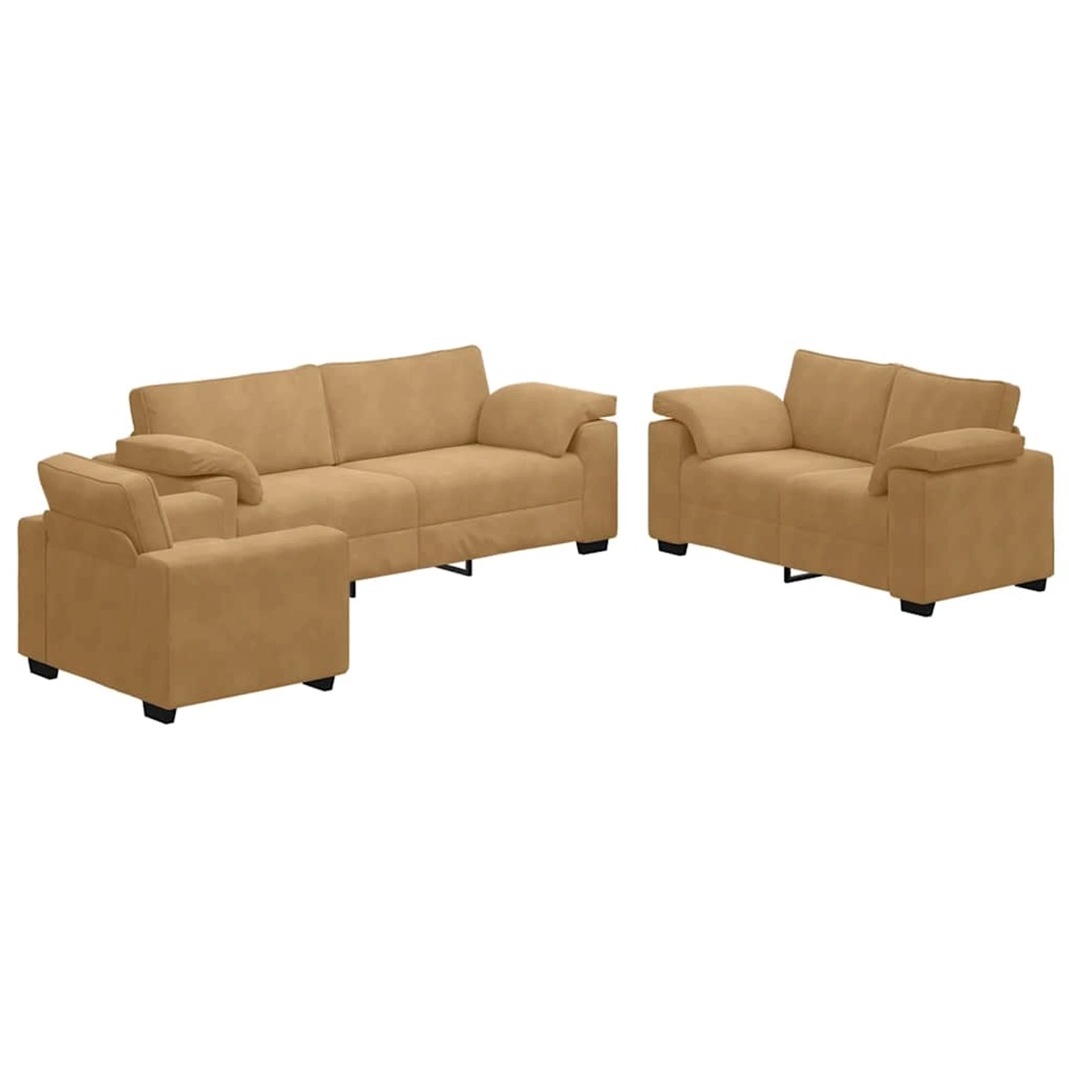 vidaXL 3-Tlg Sofagarnitur mit Kissen Braun Samt 3324674 günstig online kaufen