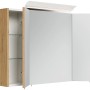 Posseik Spiegelschrank 90 cm Eiche Gold mit LED-Lampe und Glasböden.