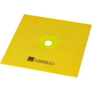 Gelbe Durabase ET-S Dichtmanschette FM 150 für Fliesenzubehör, 150x150mm.