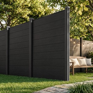 Juskys WPC Sichtschutzzaun 5er Set - 5x Element + 6x Pfosten