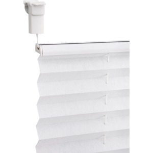 Weißes Plissee, 130x60 cm, für Fenster, mit Easyfix-System zur einfachen Montage.