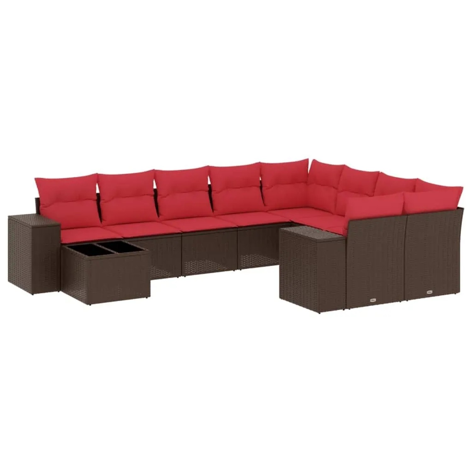 vidaXL 10-Tlg Gartensofa-Set mit Kissen Braun Polyrattan 3223063 günstig online kaufen