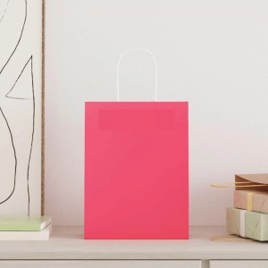 vidaXL Papiertragetaschen 50 Stk mit Henkeln Rosa 21x11x28 cm 4101657