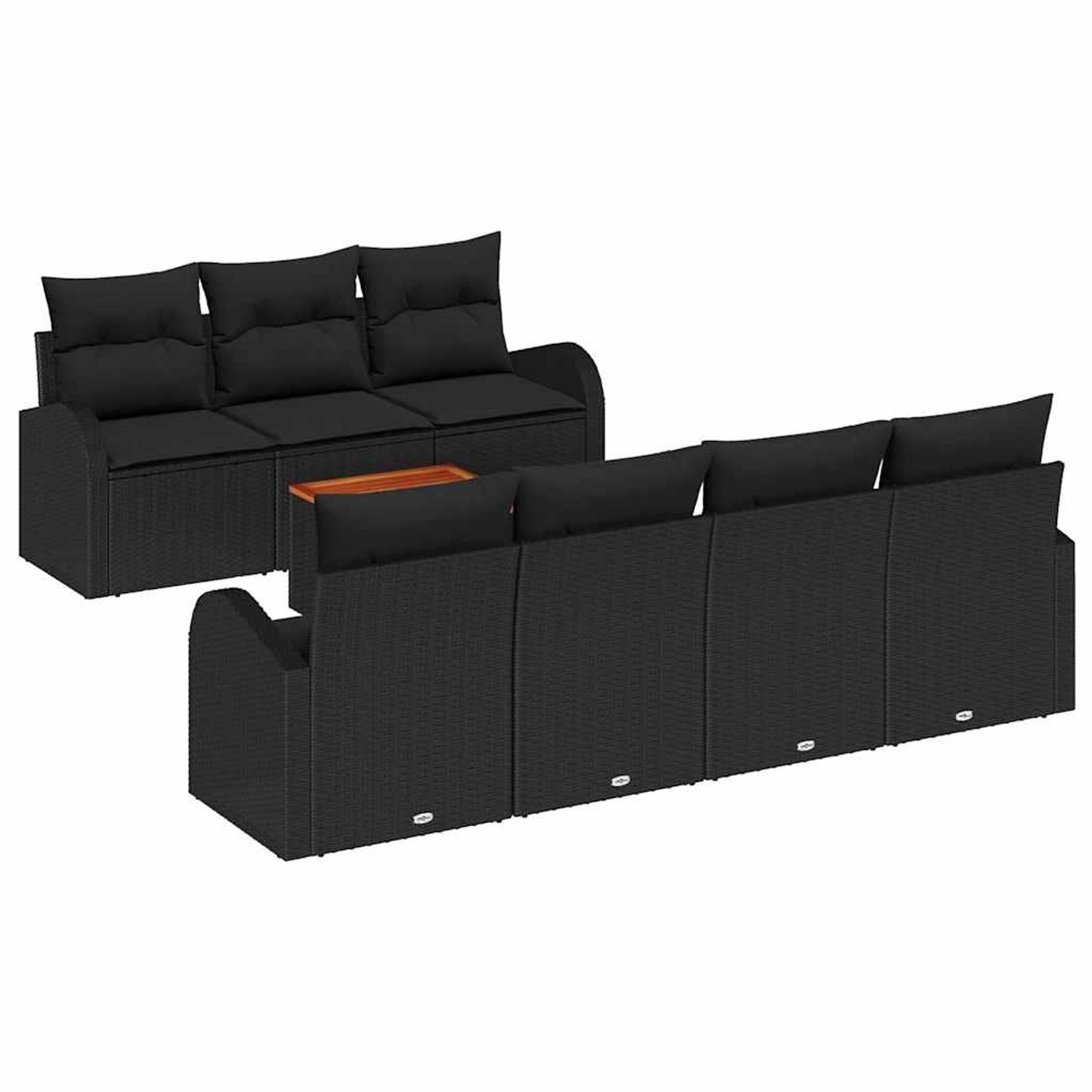 vidaXL Garten-Sofa-Set 8-Tlg Schwarz Poly Rattan 3347541 günstig online kaufen