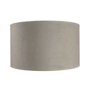 Taupefarbener, runder Samt Lampenschirm (Ø 38cm) für Pendelleuchten mit E27/E14 Fassung.