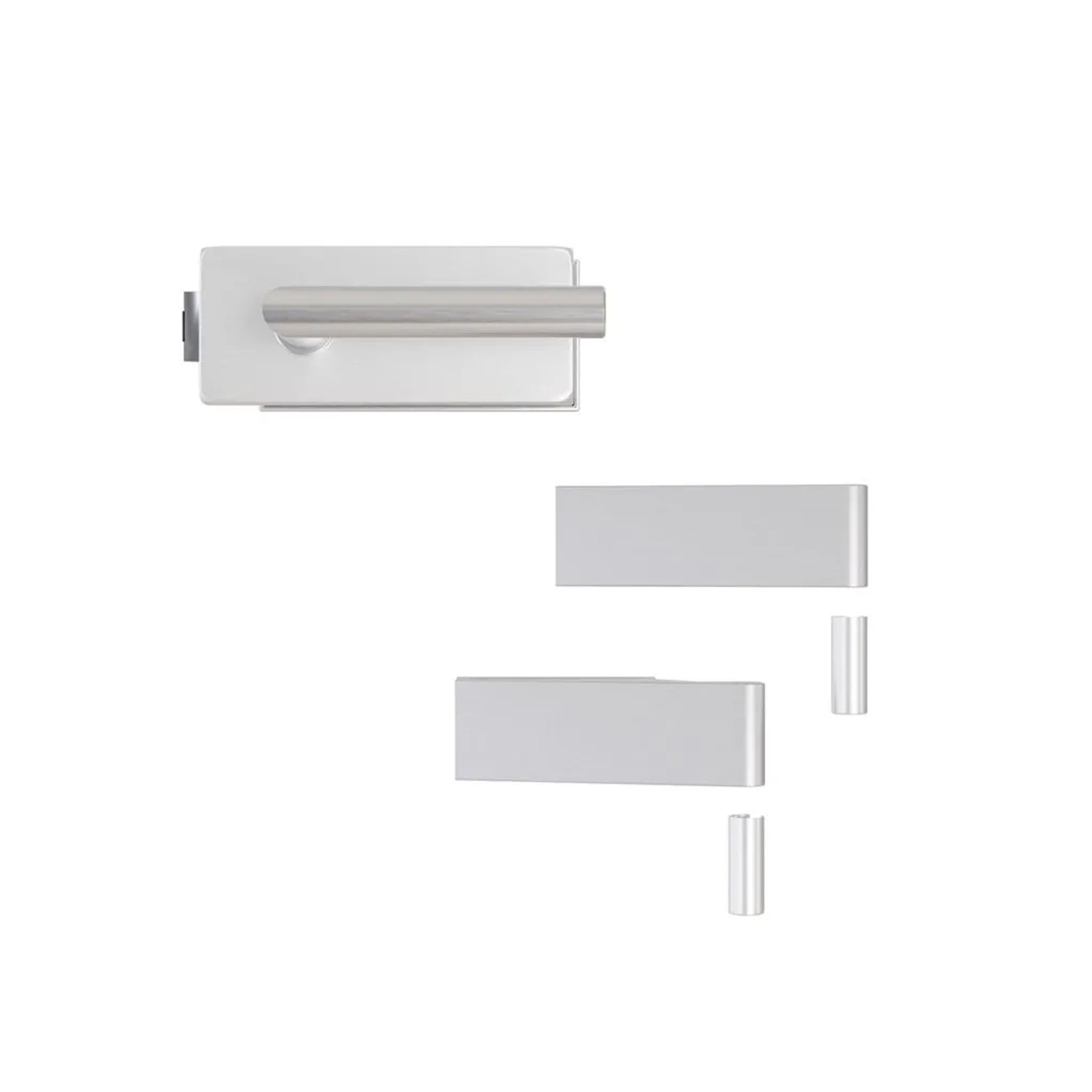 Hansaglas Glastürbeschlag Studio Unverschließbar Eckig Glastür Beschlag-Set Aluminium