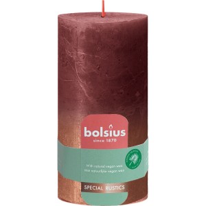 Bolsius Stumpenkerze Rustik Sunset, 130/68 mm, Samtrot-Kupfer. Dekorative Kerze für gemütliche Stunden.