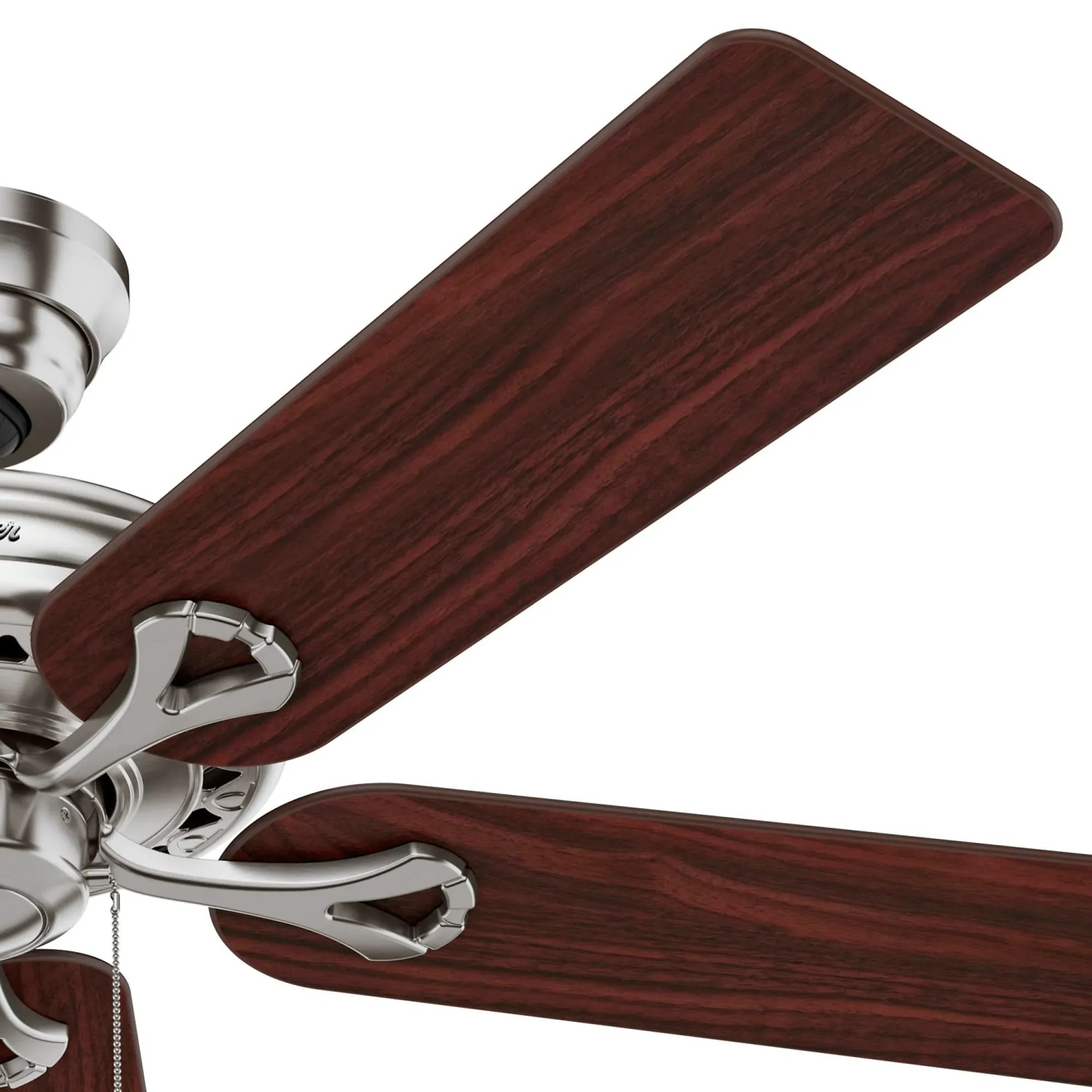 HUNTER Savoy Deckenventilator, 132 cm, Nickel gebürstet, mit Holzflügel in Kirschdekor.