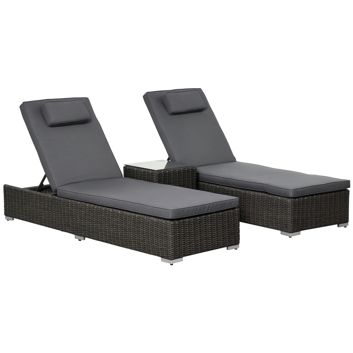 Outsunny Sonnenliege Aluminium PE Rattan Polyester Grau 60B x 195T x 91H cm günstig online kaufen