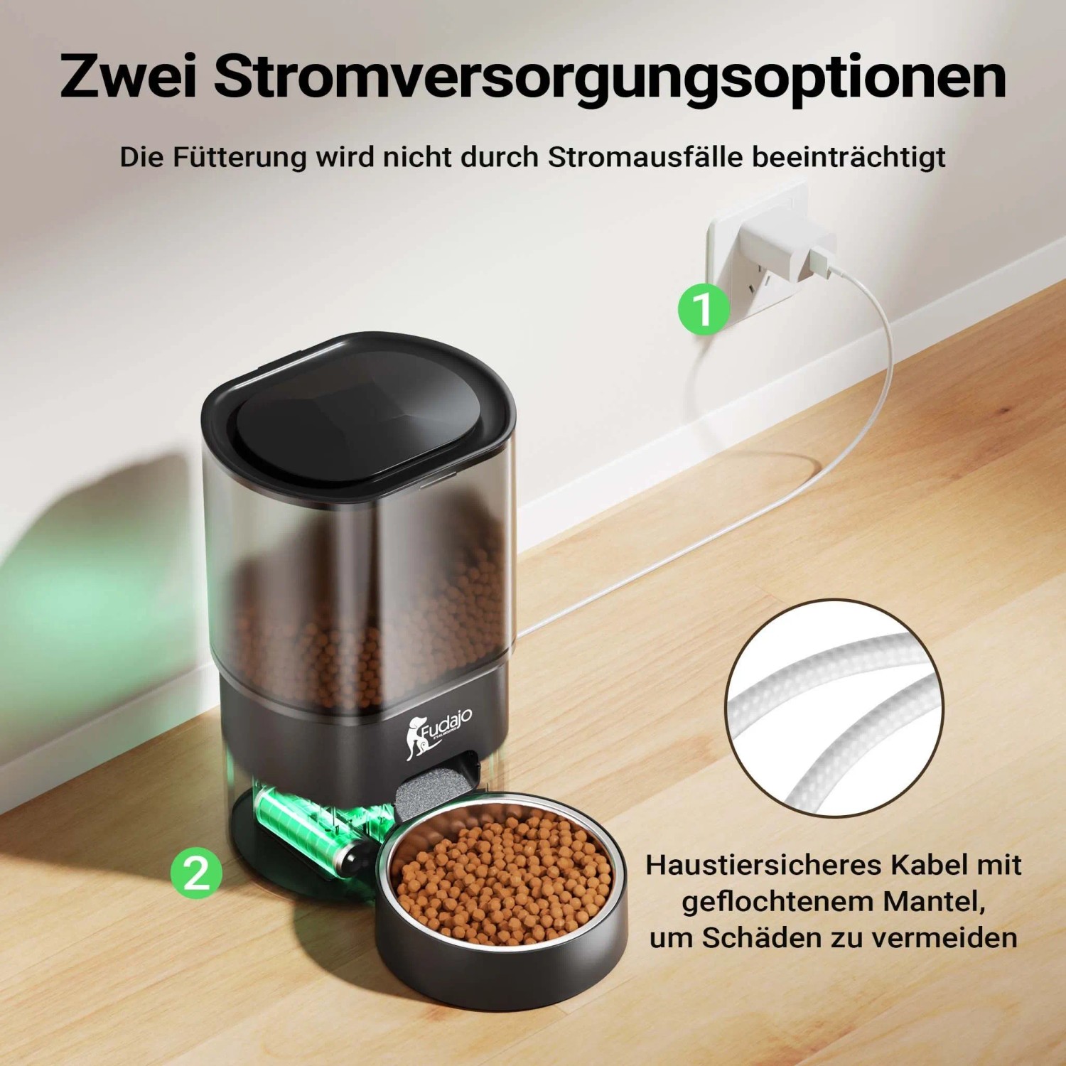 Fudajo Futter- Und Trinkautomat Schwarz Katze Hund 3L Futterspender Trinkbrunnen_8