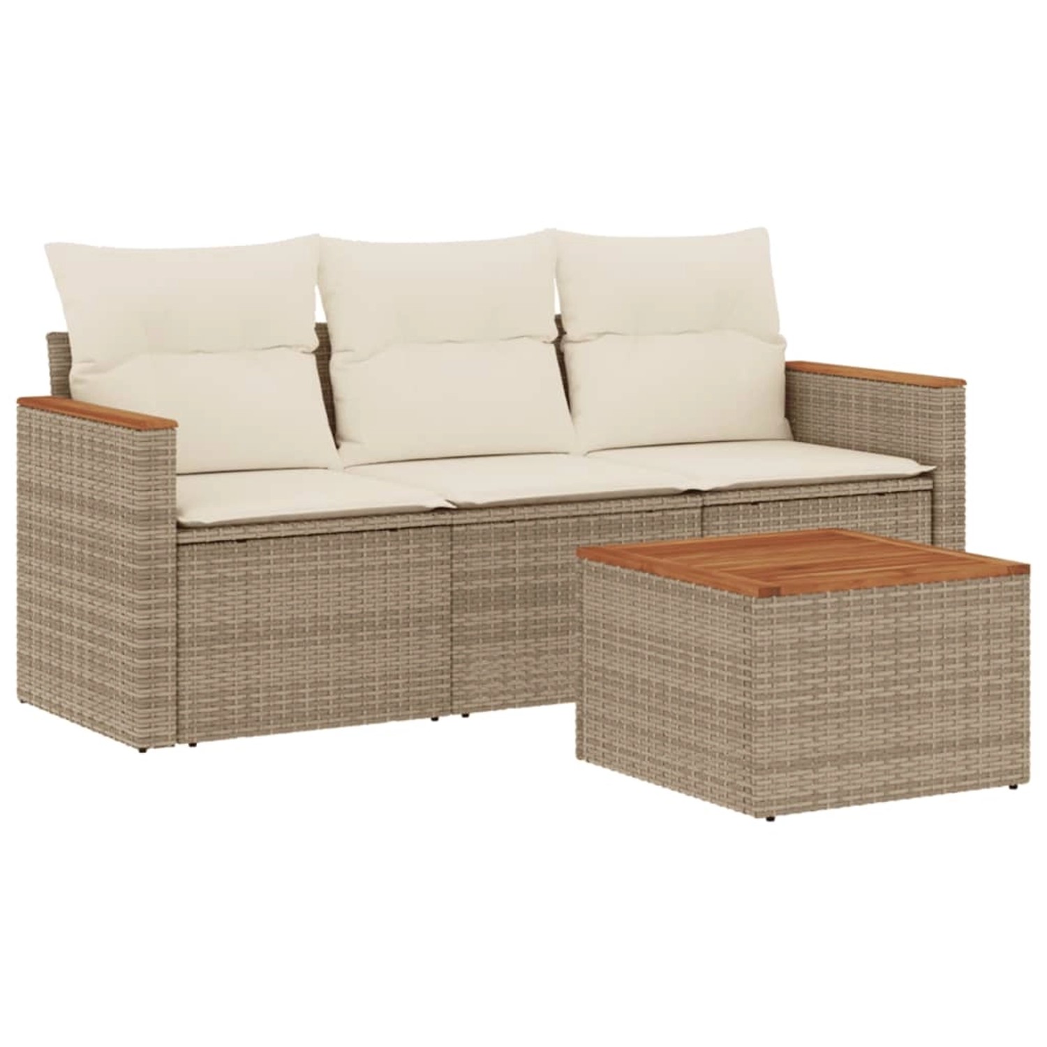 vidaXL 4-Tlg Garten-Sofagarnitur mit Kissen Beige Poly Rattan 3258166 günstig online kaufen