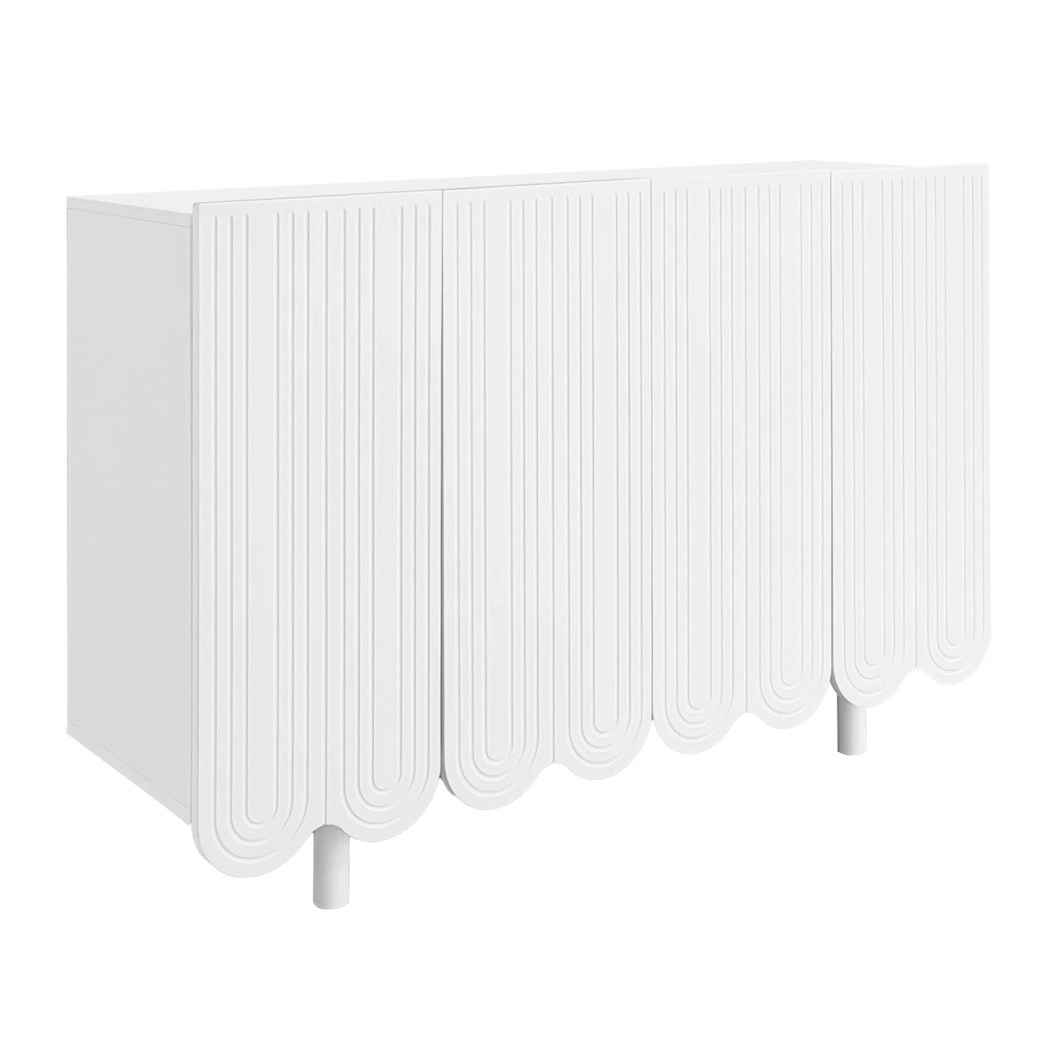 Okwish Sideboard Mit Tropfenförmigen Türen Pufferscharnier Wohnzimmer 120x37x80cm Weiß