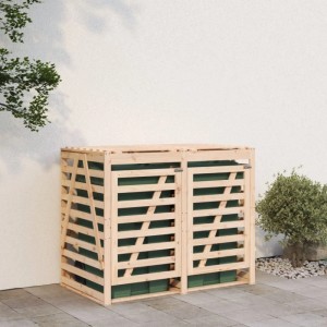 DELUKE 2er Mülltonnenbox Kiefernholz BOUMI 162x91,5x128,5cm Natur Mülltonnenverkleidung Für 2 Tonnen Müllbox Aus Holz